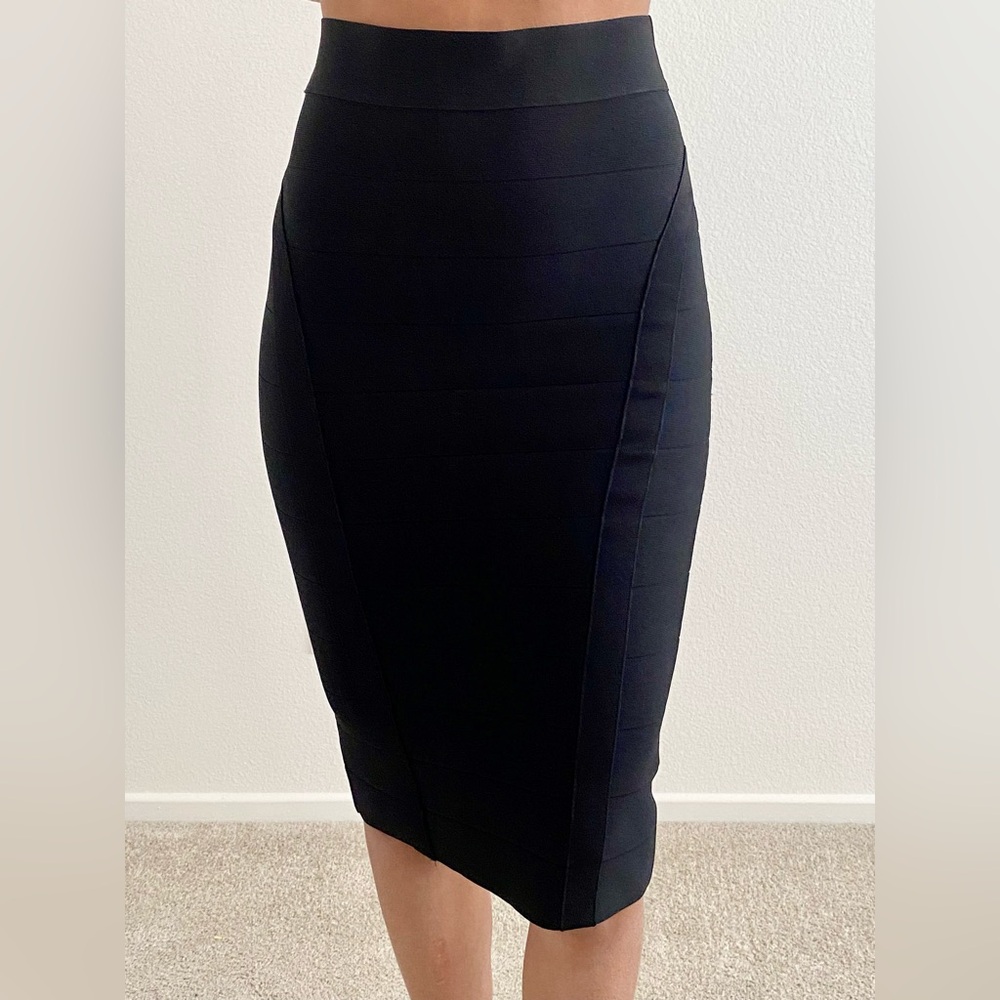 bebe Black Pencil Skirt with Gold Zipper - Picture 2 of 3